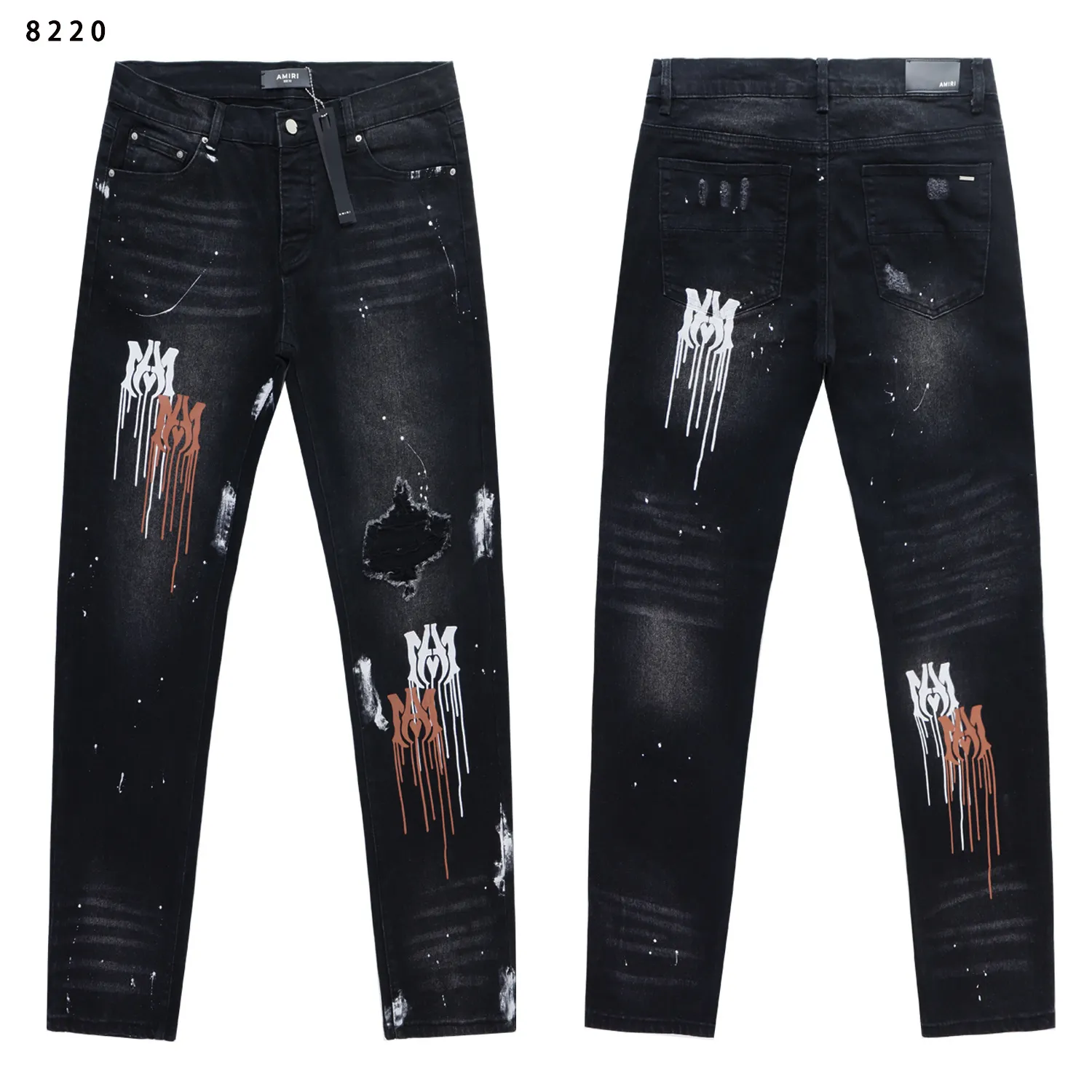 Distressed Graphic Print Slim-Fit Jeans D13511849 — view 3