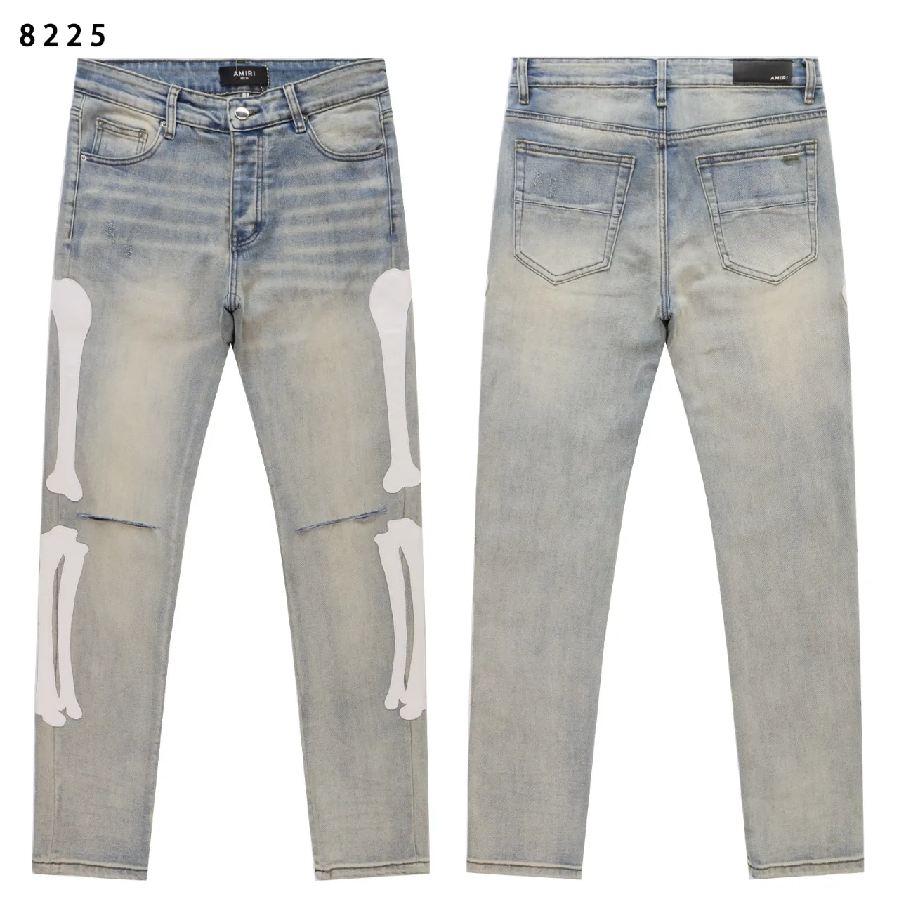 Skeleton Appliqué Distressed Slim-Fit Jeans D13811807 — view 3