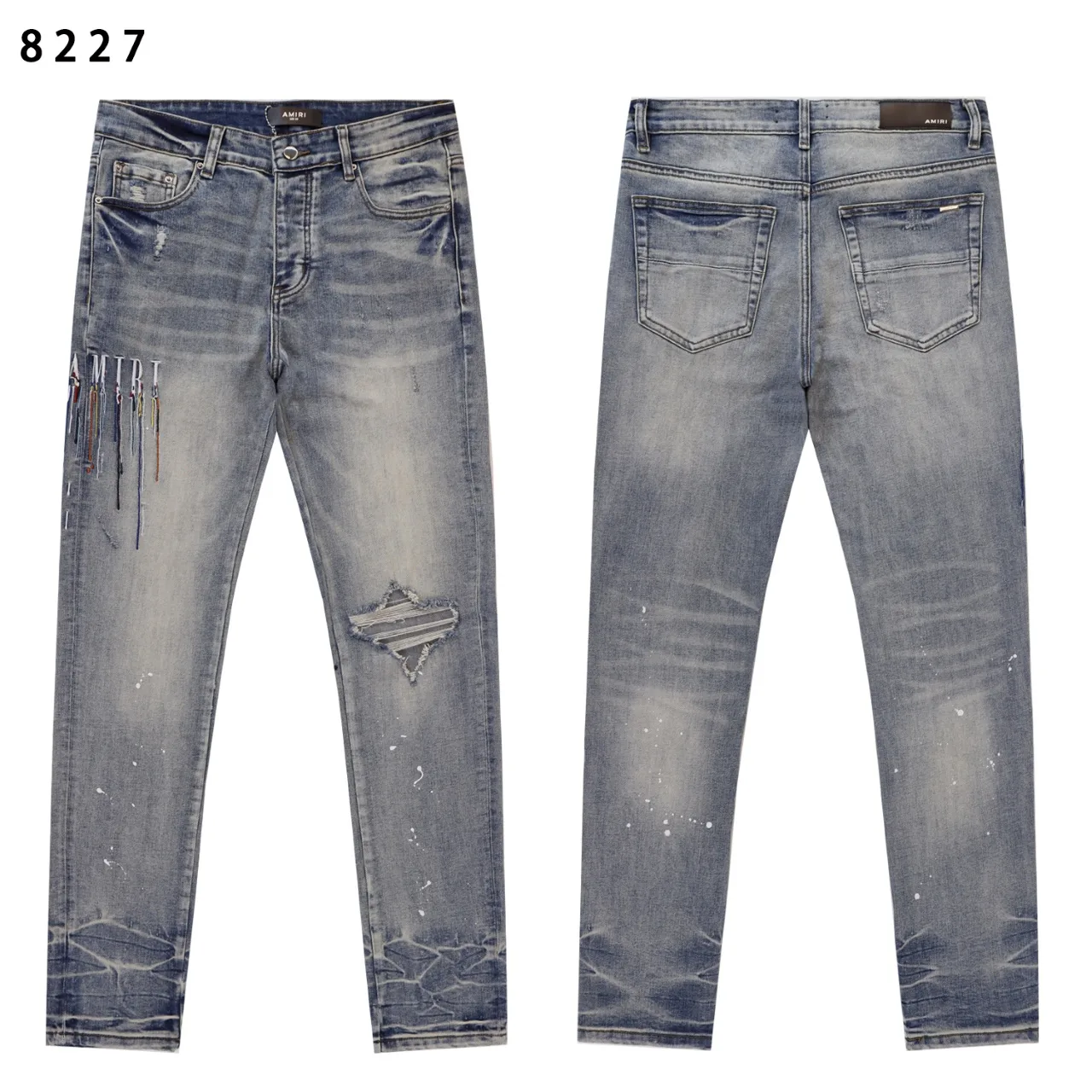 Distressed Slim-Fit Embroidered Jeans D13811848