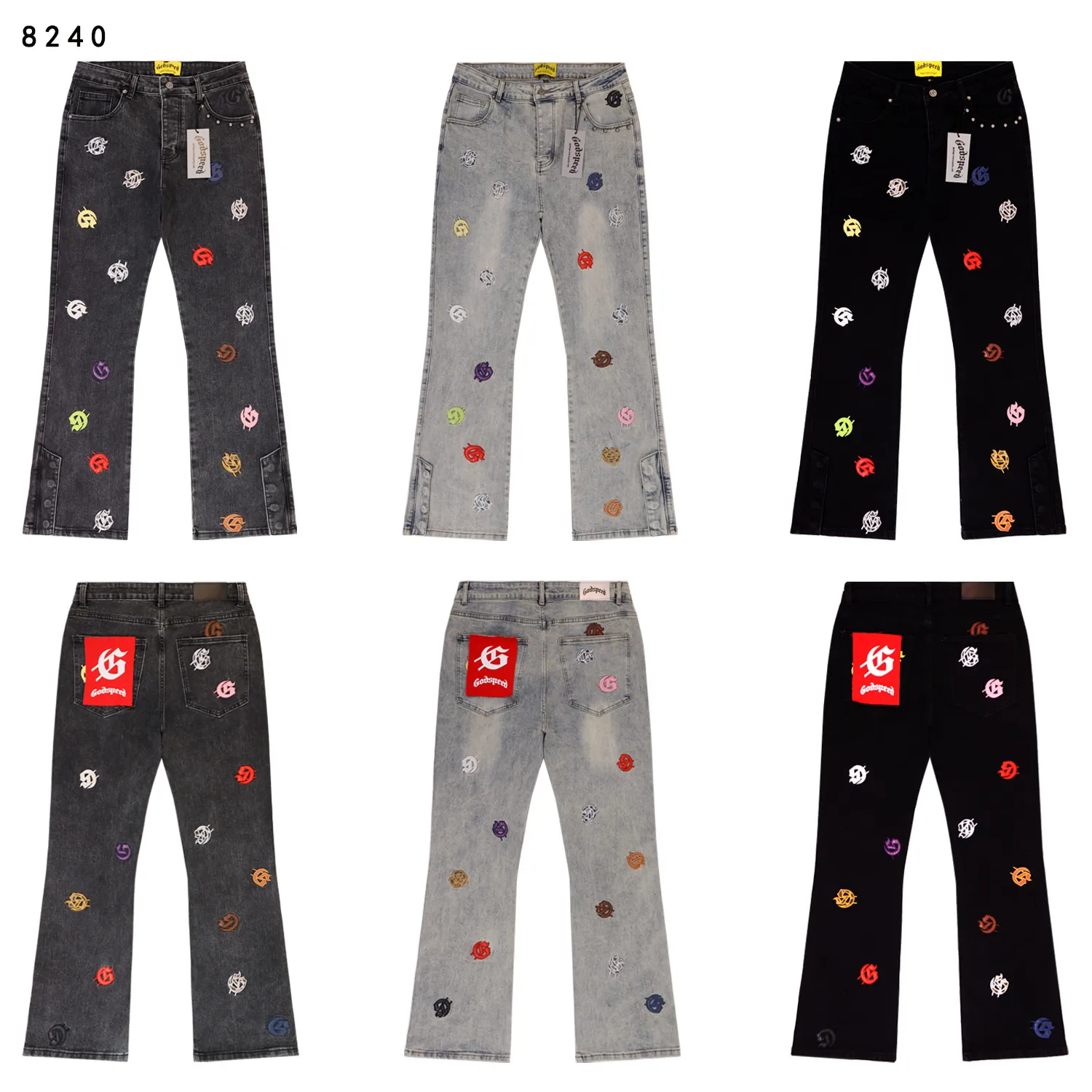 Godspeed Embroidered Flare-Leg Jeans D14811847