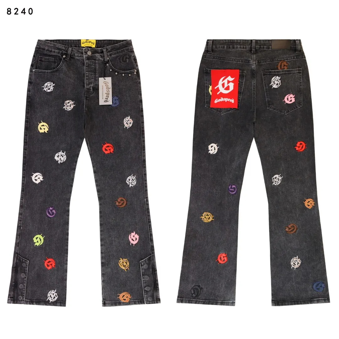 Godspeed Embroidered Flare-Leg Jeans D14811847 — view 3
