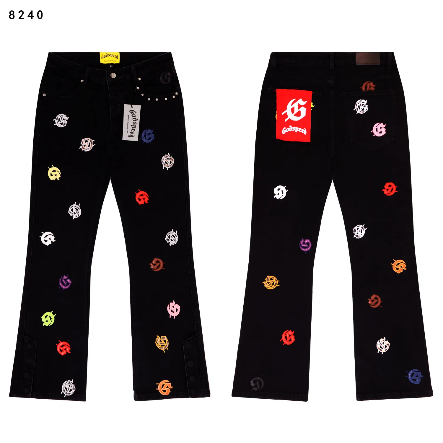 Godspeed Embroidered Flare-Leg Jeans D14811847 — view 4