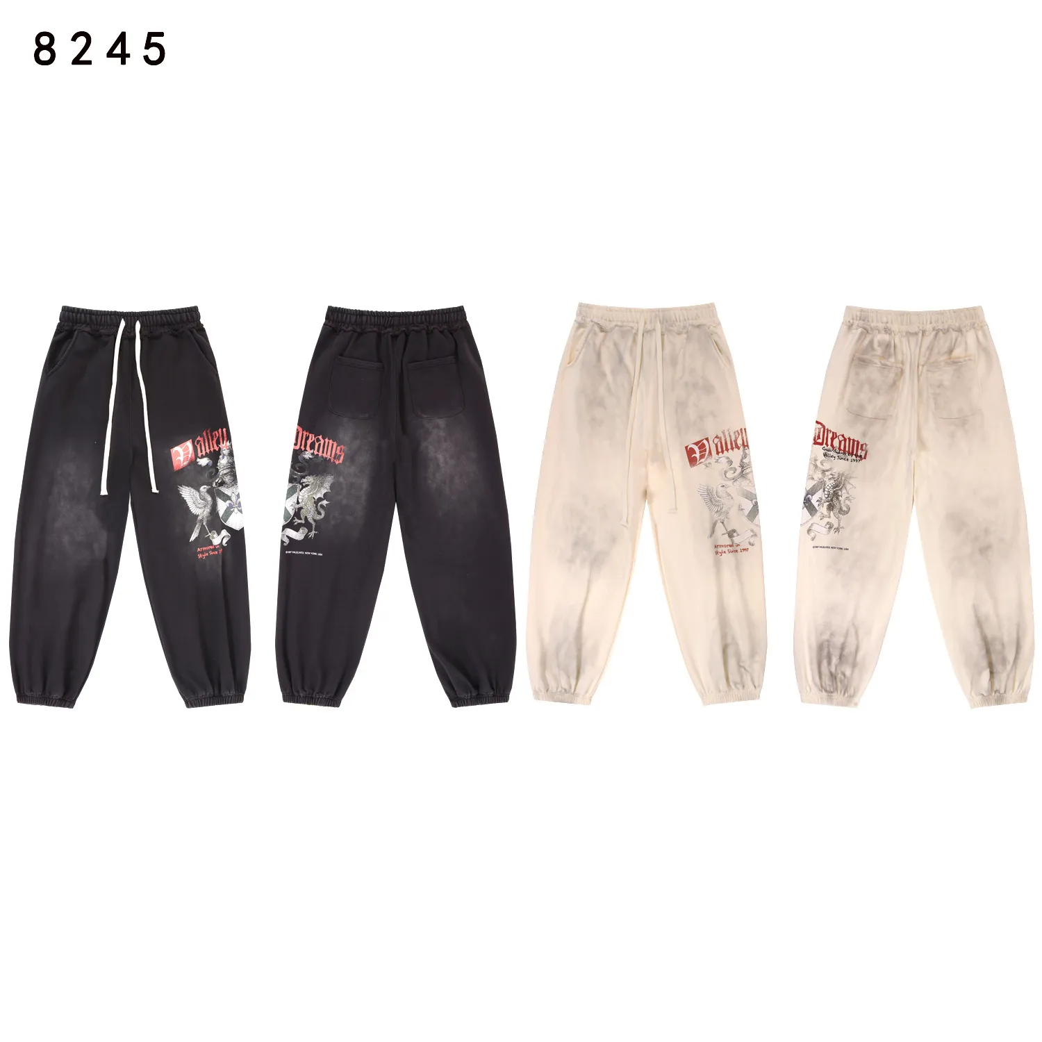 Graphic Print Washed Cotton Sweatpants D12511871