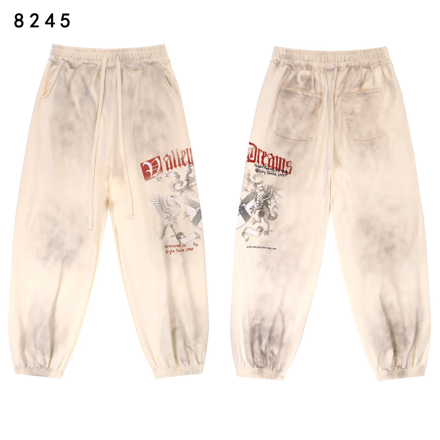 Graphic Print Washed Cotton Sweatpants D12511871 — view 3