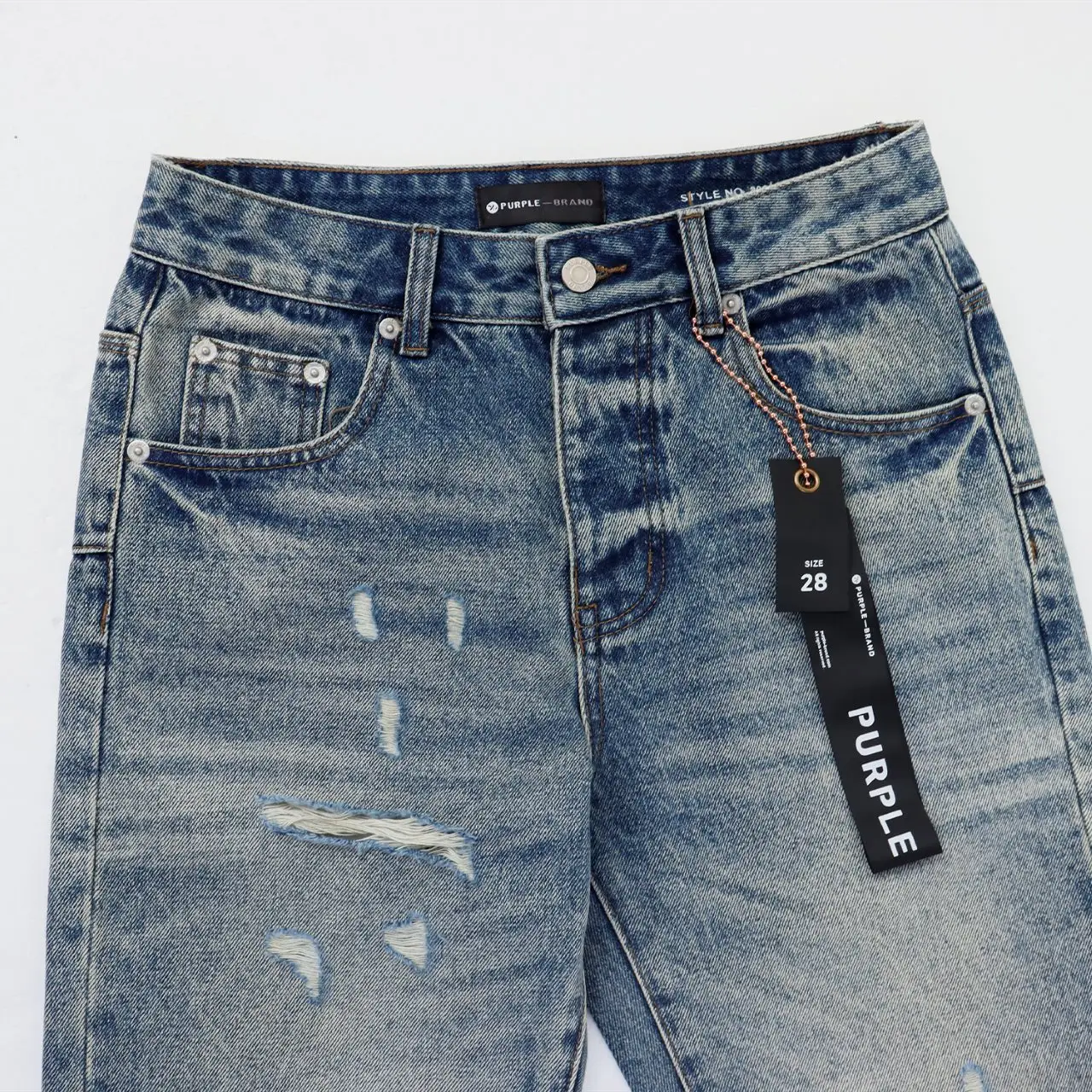 Distressed Straight-Leg Jeans D13511815 — view 2