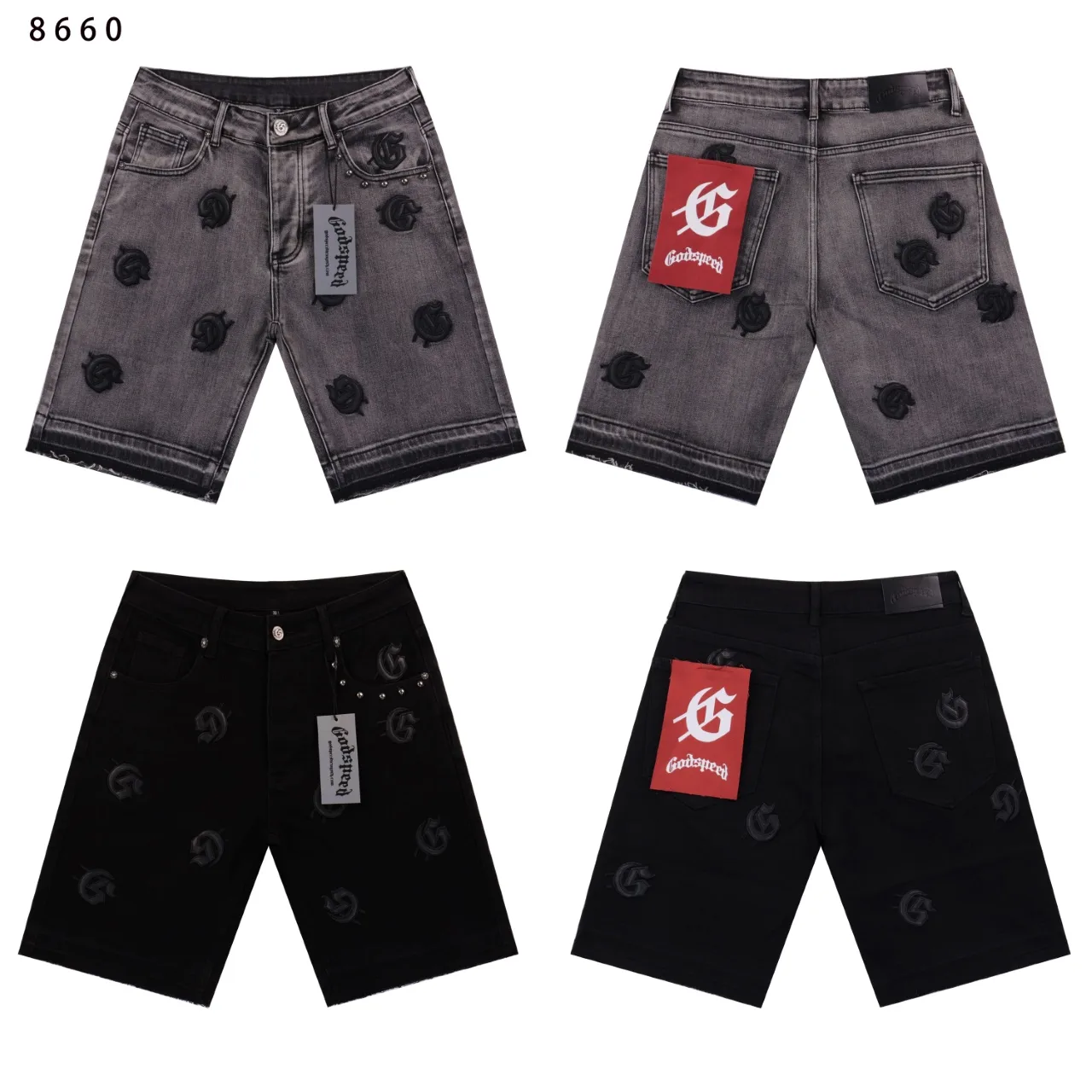 Godspeed Embroidered Denim Shorts D11811878