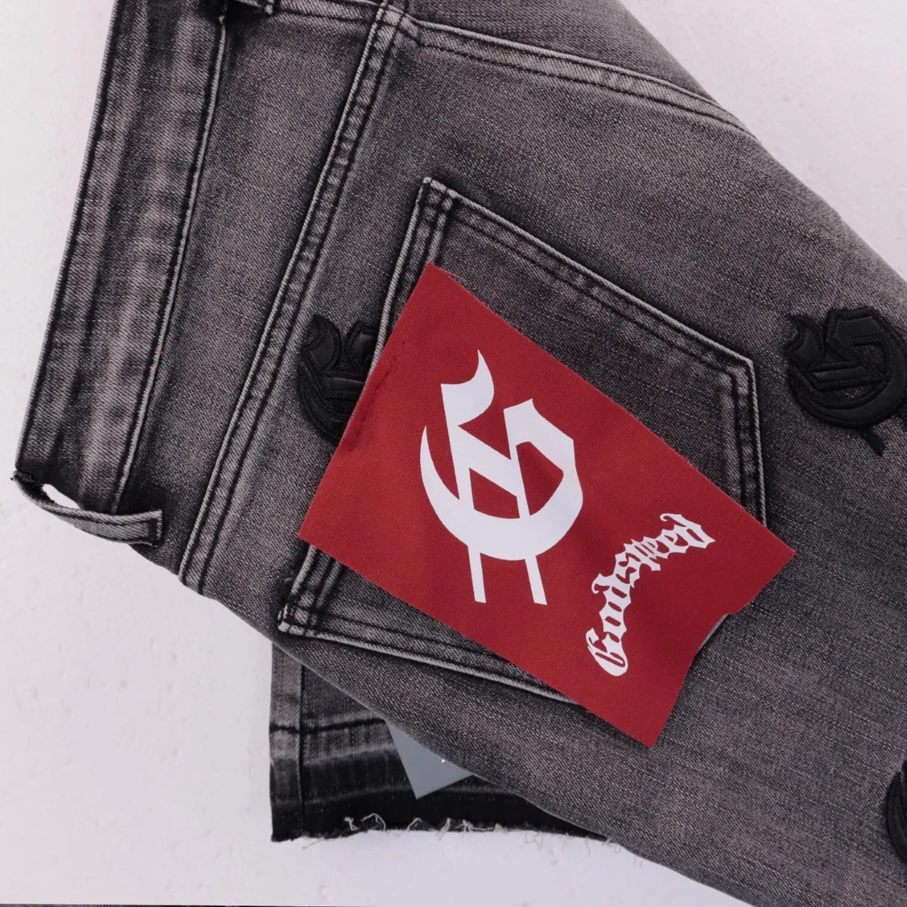 Godspeed Embroidered Denim Shorts D11811878 — view 4