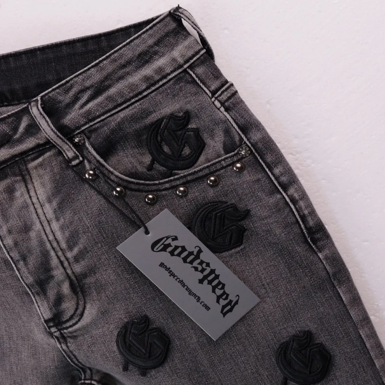 Godspeed Embroidered Denim Shorts D11811878 — view 5