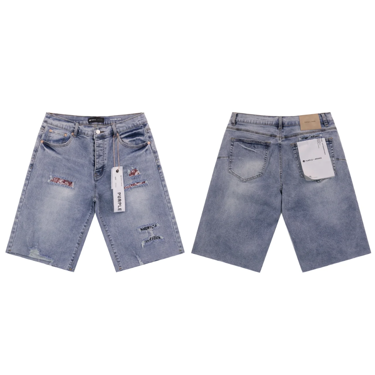 Distressed Patchwork Denim Shorts D11811862 — view 3