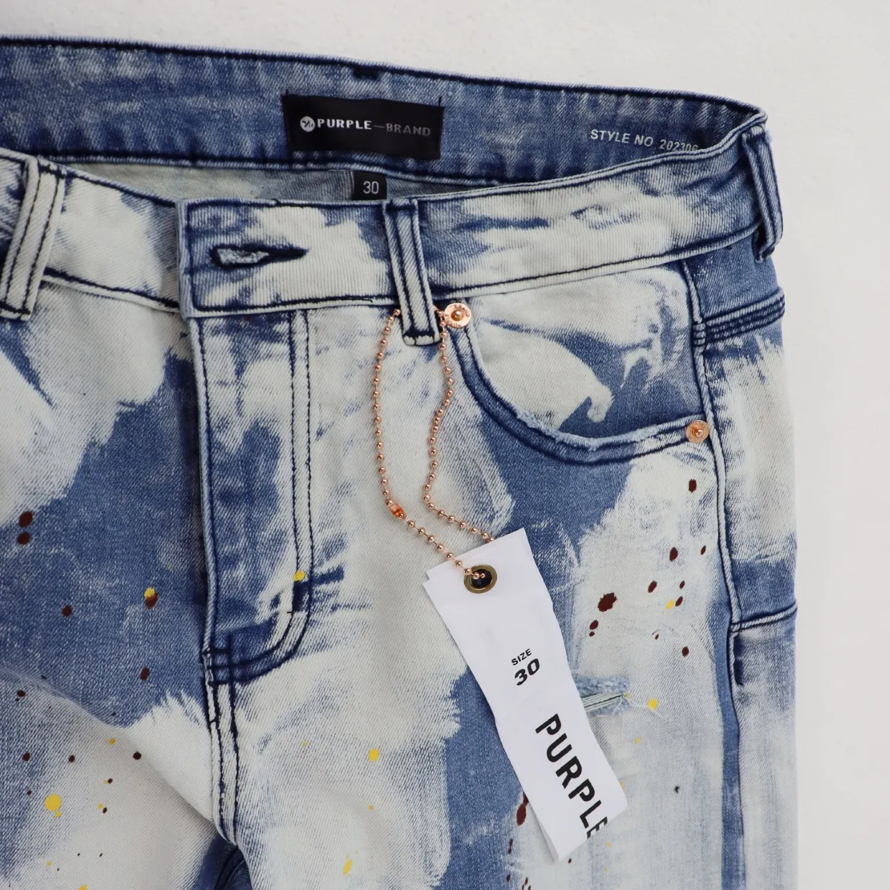 Hand-Painted Distressed Denim Shorts D11511853 — view 6