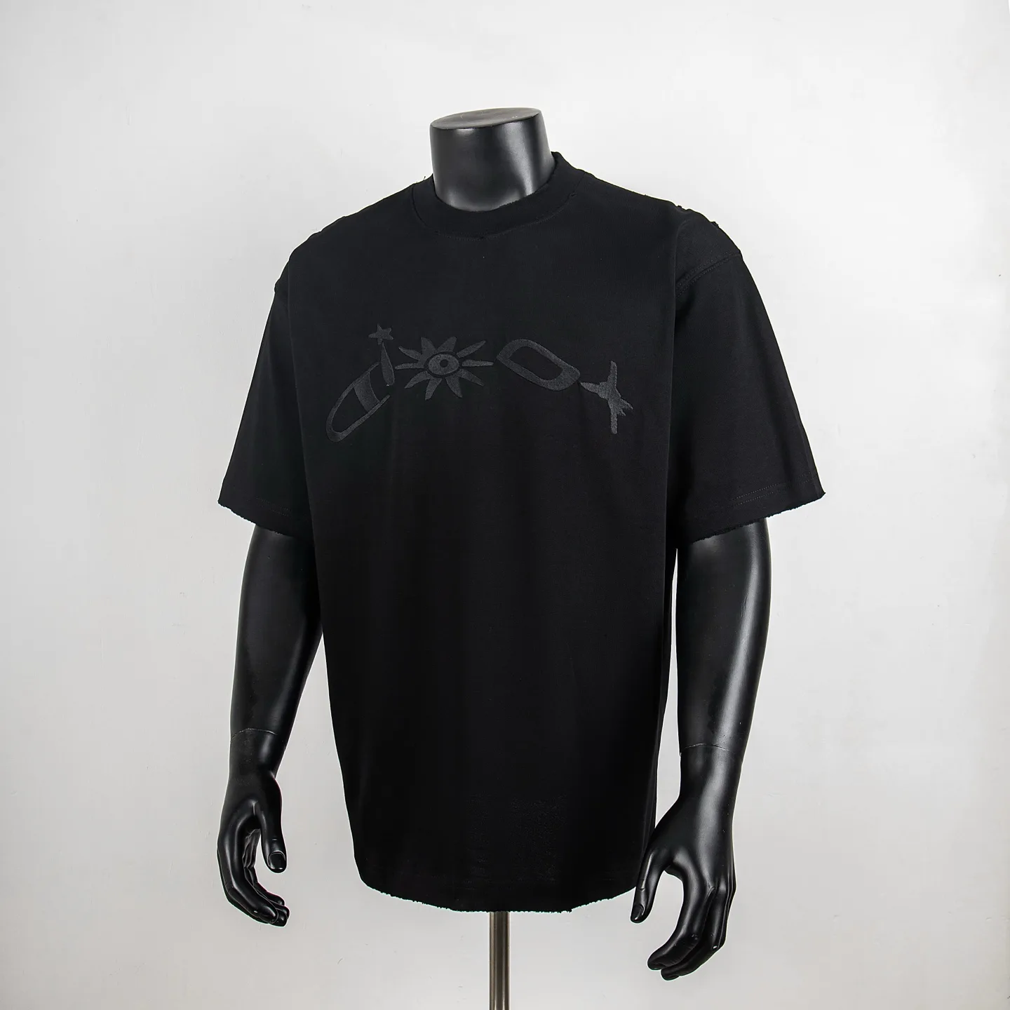 Distressed Logo Embroidered Cotton T-Shirt D11912304