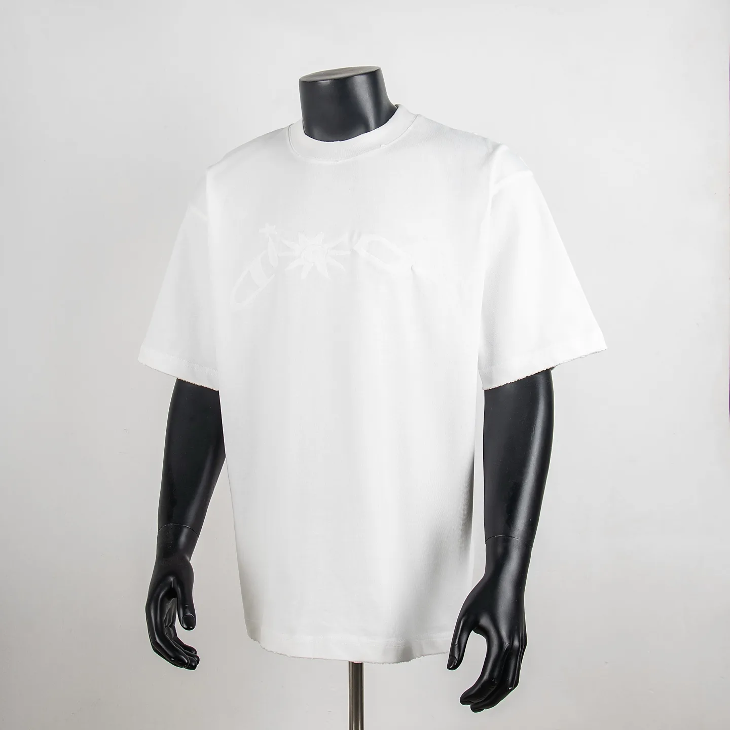 Distressed Logo Embroidery Cotton T-Shirt D11912305