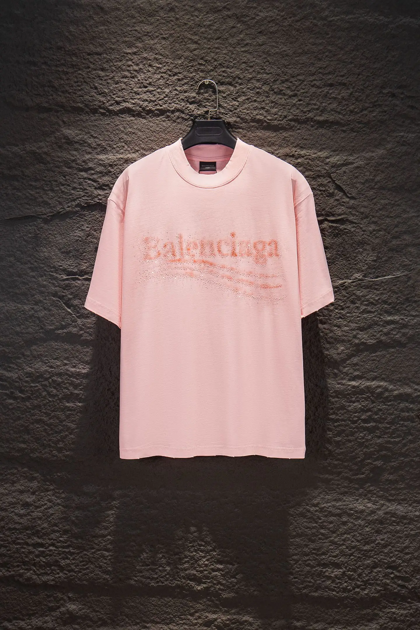 Rhinestone Logo Distressed Oversized T-Shirt D13014984