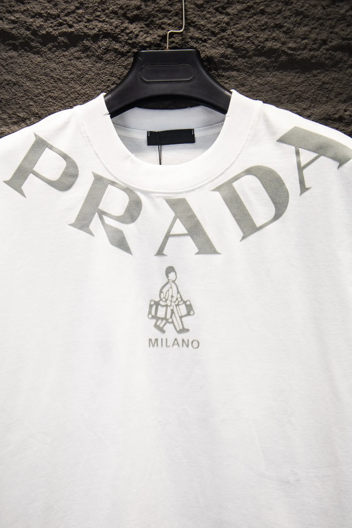 Logo-Print Flocked Cotton T-Shirt D12515069 — view 4