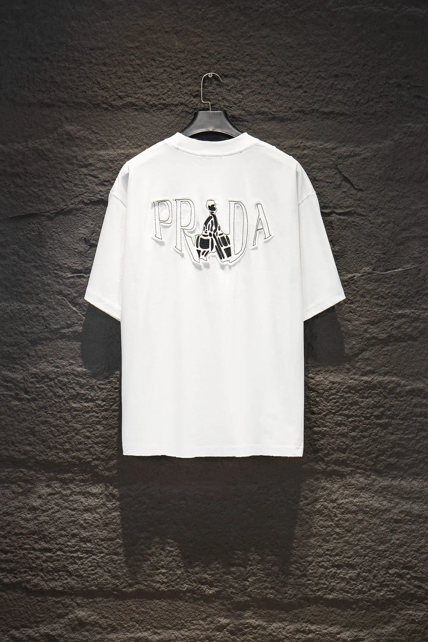 Distressed Embroidered Cotton T-Shirt D12515067 — view 2