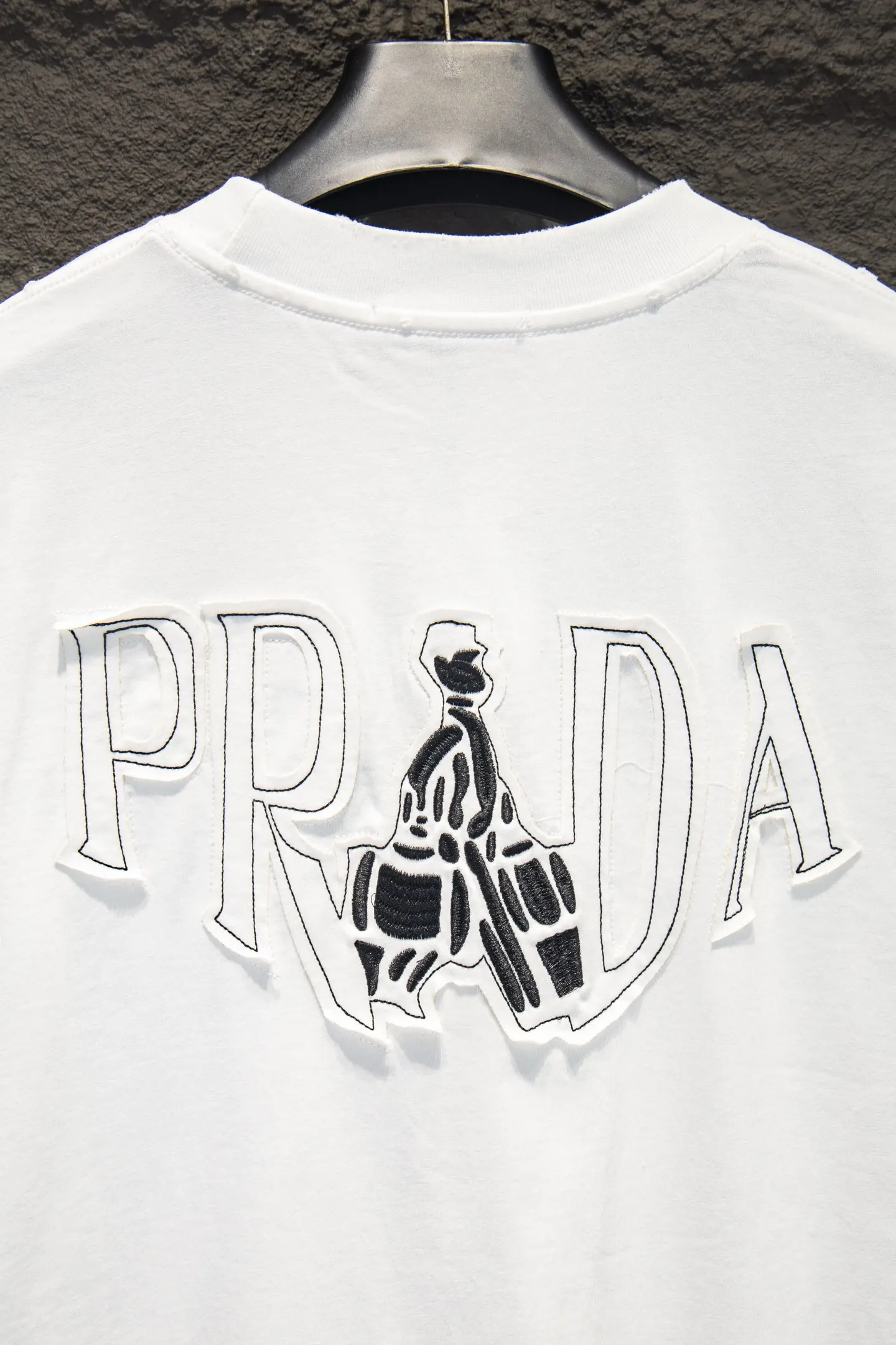 Distressed Embroidered Cotton T-Shirt D12515067 — view 5