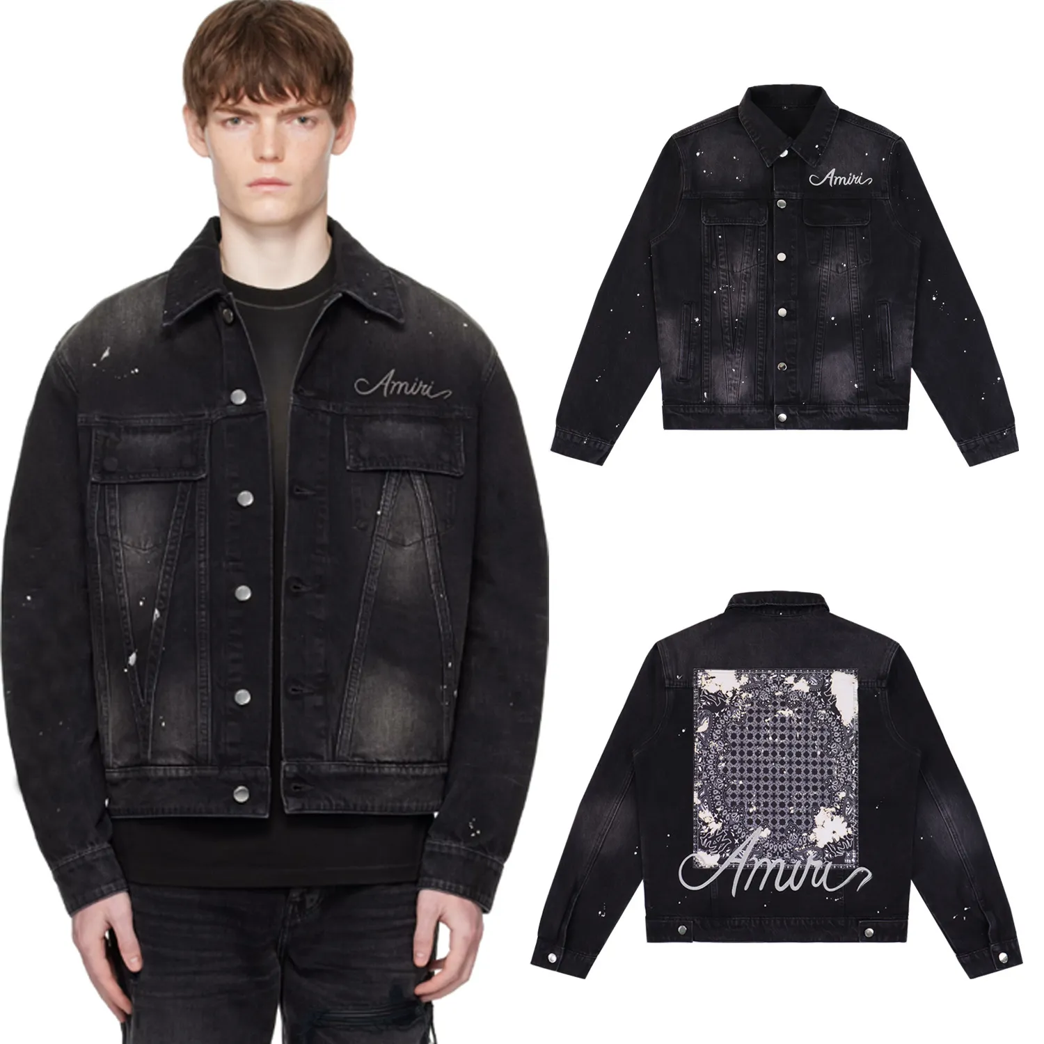 Logo-Embroidered Distressed Denim Jacket D16811866