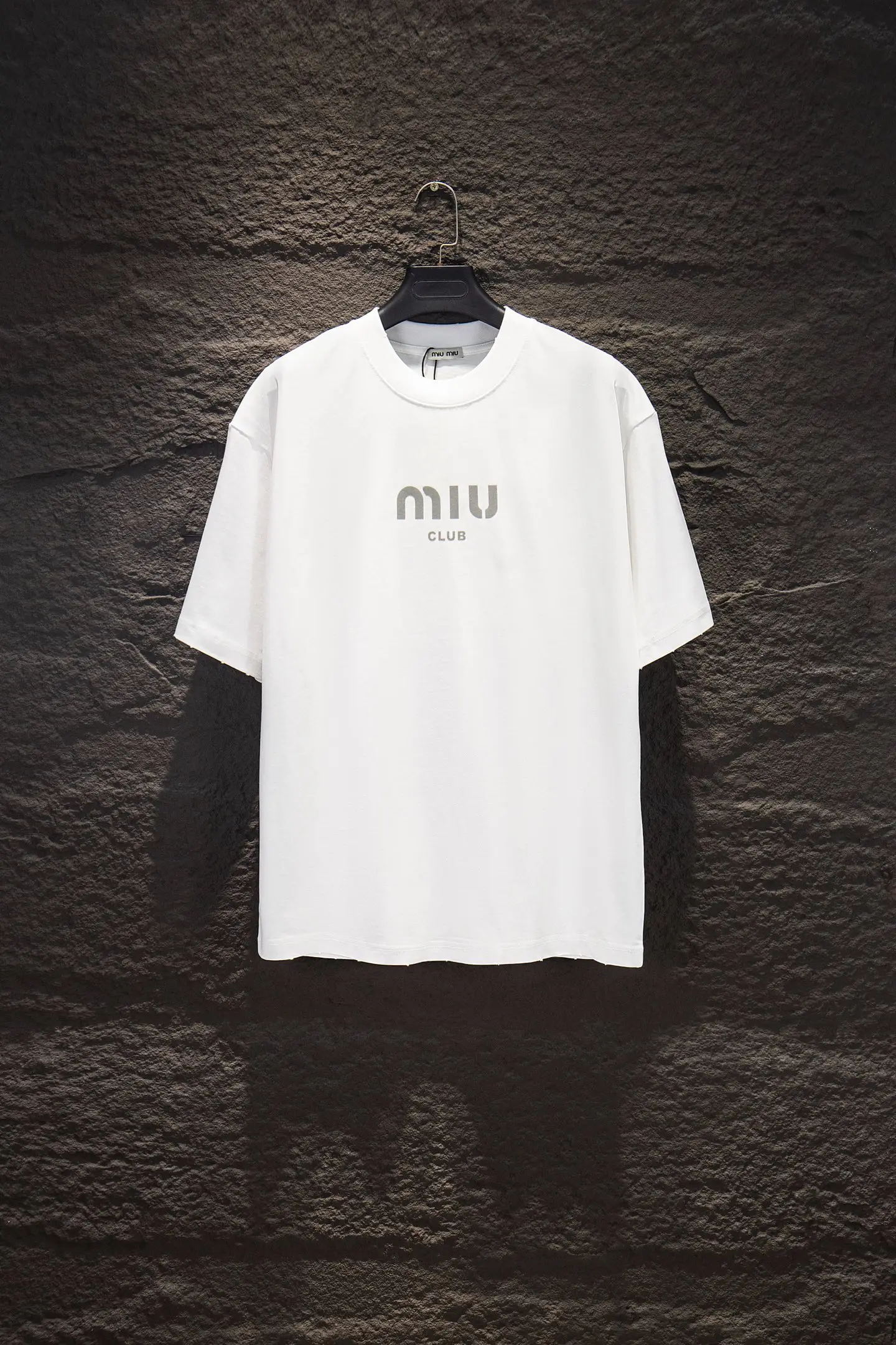 Miu Club Flocked Logo Oversized T-Shirt D11915061
