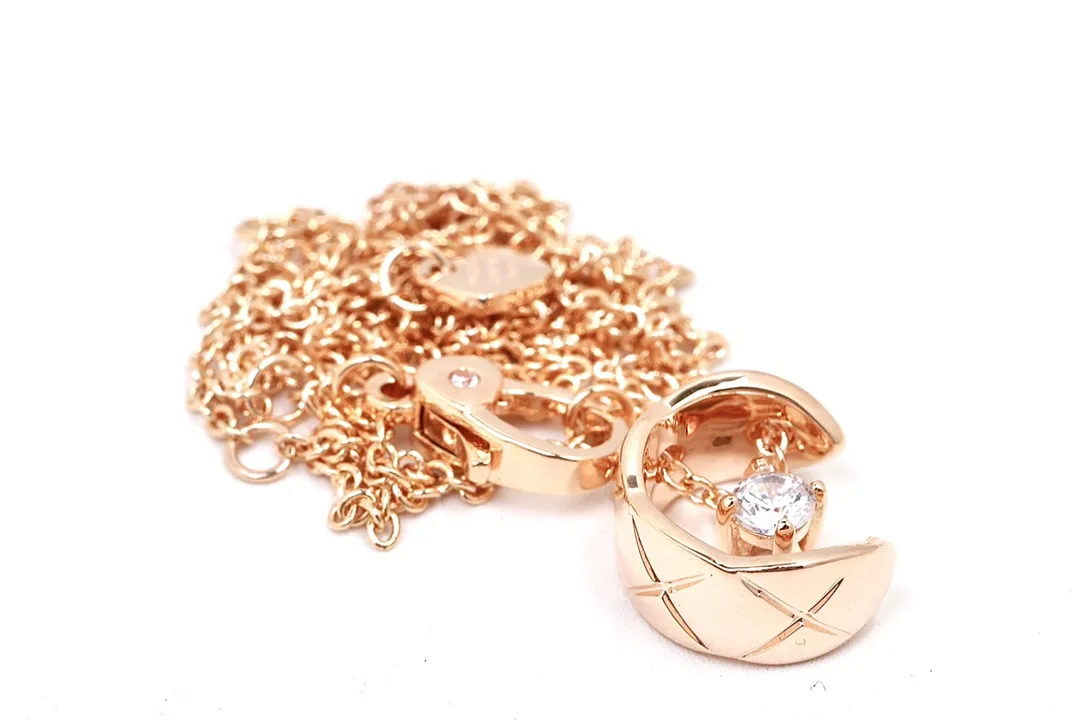Quilted Crescent Moon Pendant Necklace with Crystal D11016656 — view 2