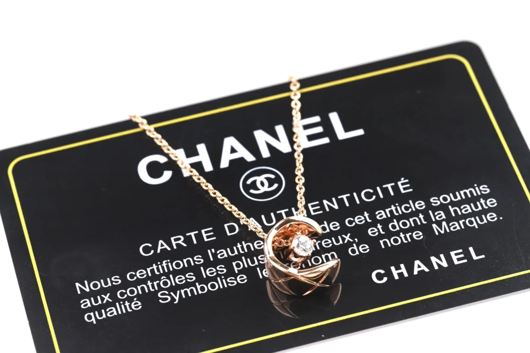 Quilted Crescent Moon Pendant Necklace with Crystal D11016656 — view 3