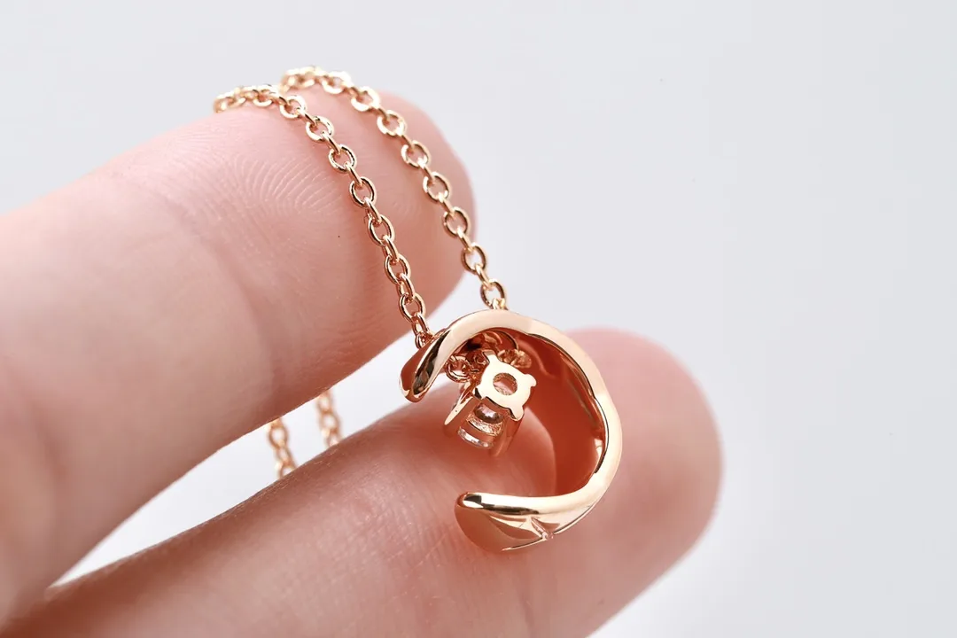 Quilted Crescent Moon Pendant Necklace with Crystal D11016656 — view 6