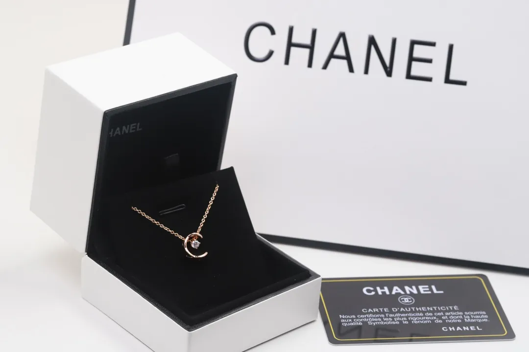 Quilted Crescent Moon Pendant Necklace with Crystal D11016656 — view 8