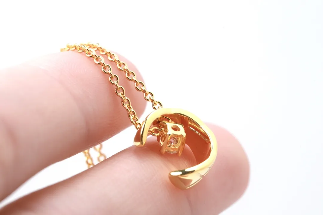 Quilted Crescent Moon Pendant Necklace D11016655 — view 3