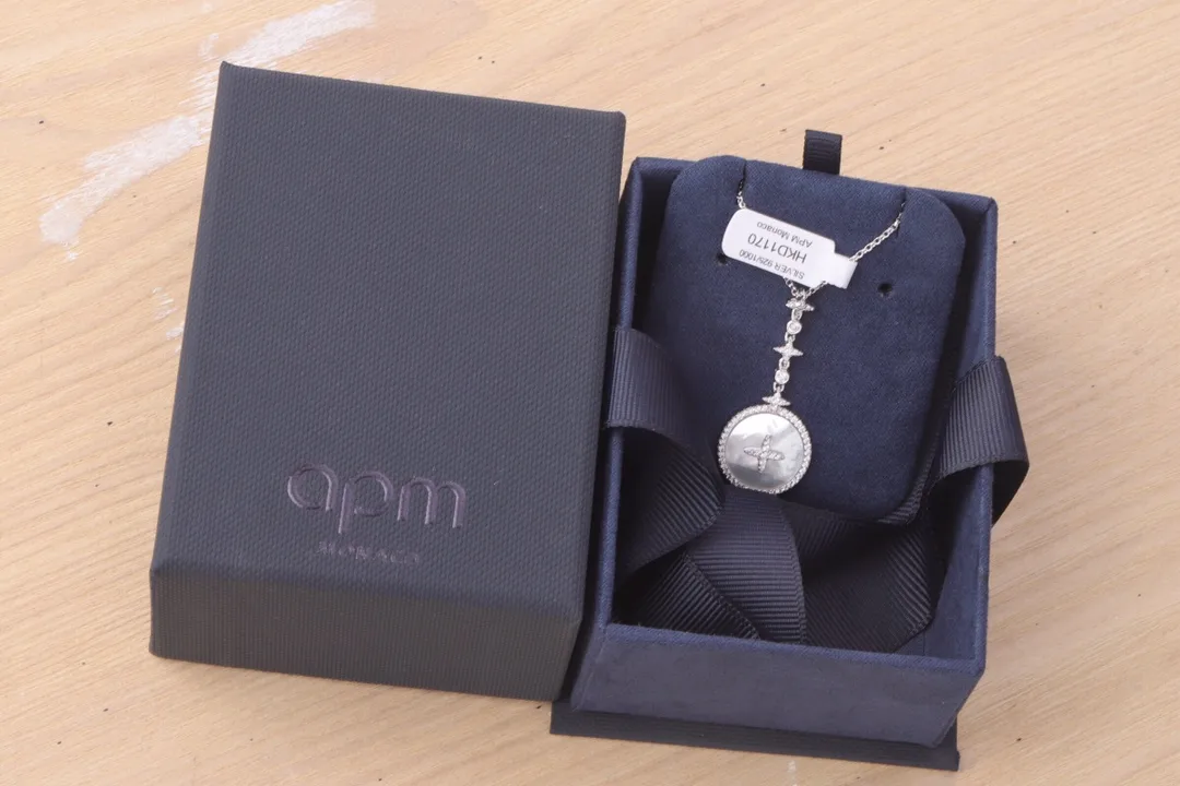 APM Monaco Star and Mother-of-Pearl Pendant Necklace (Sterling Silver) D29516572 — view 2