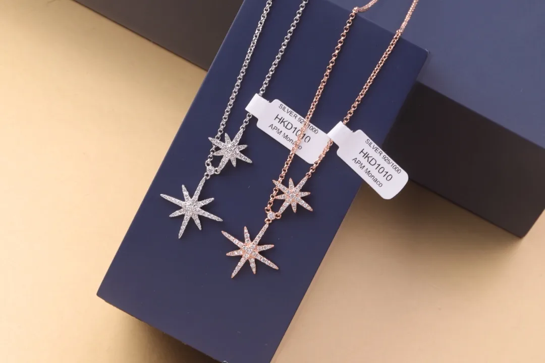 Météorites Double Star Pendant Necklace (Sterling Silver) D16517404