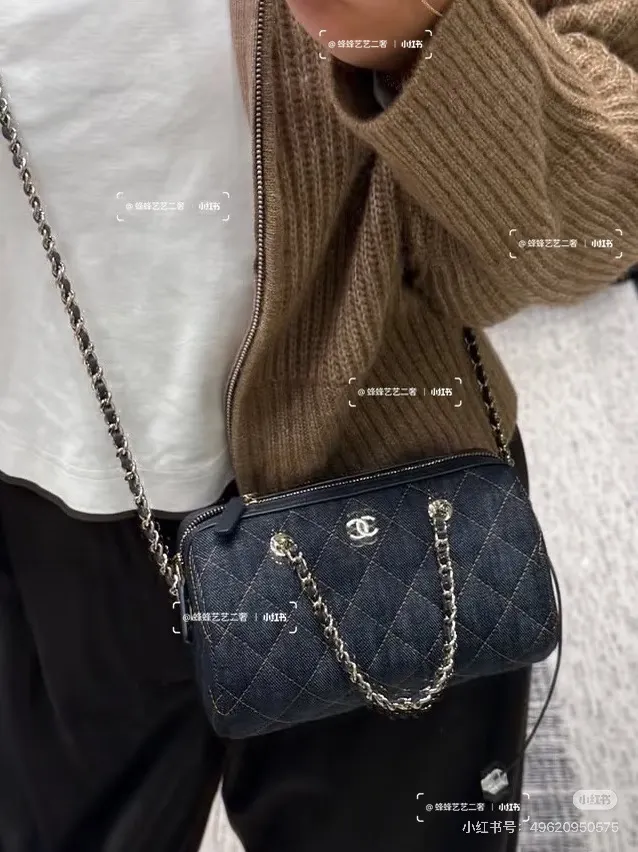 Chanel 25P Denim Bowling Bag D33017917 — view 5