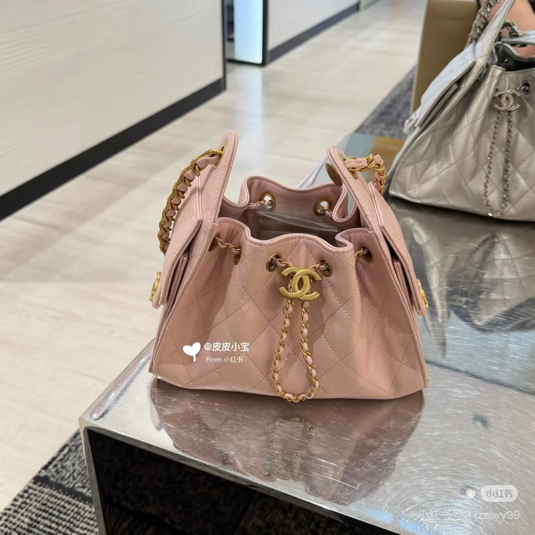 Chanel Caviar Leather Drawstring Bucket Bag D38018034 — view 4