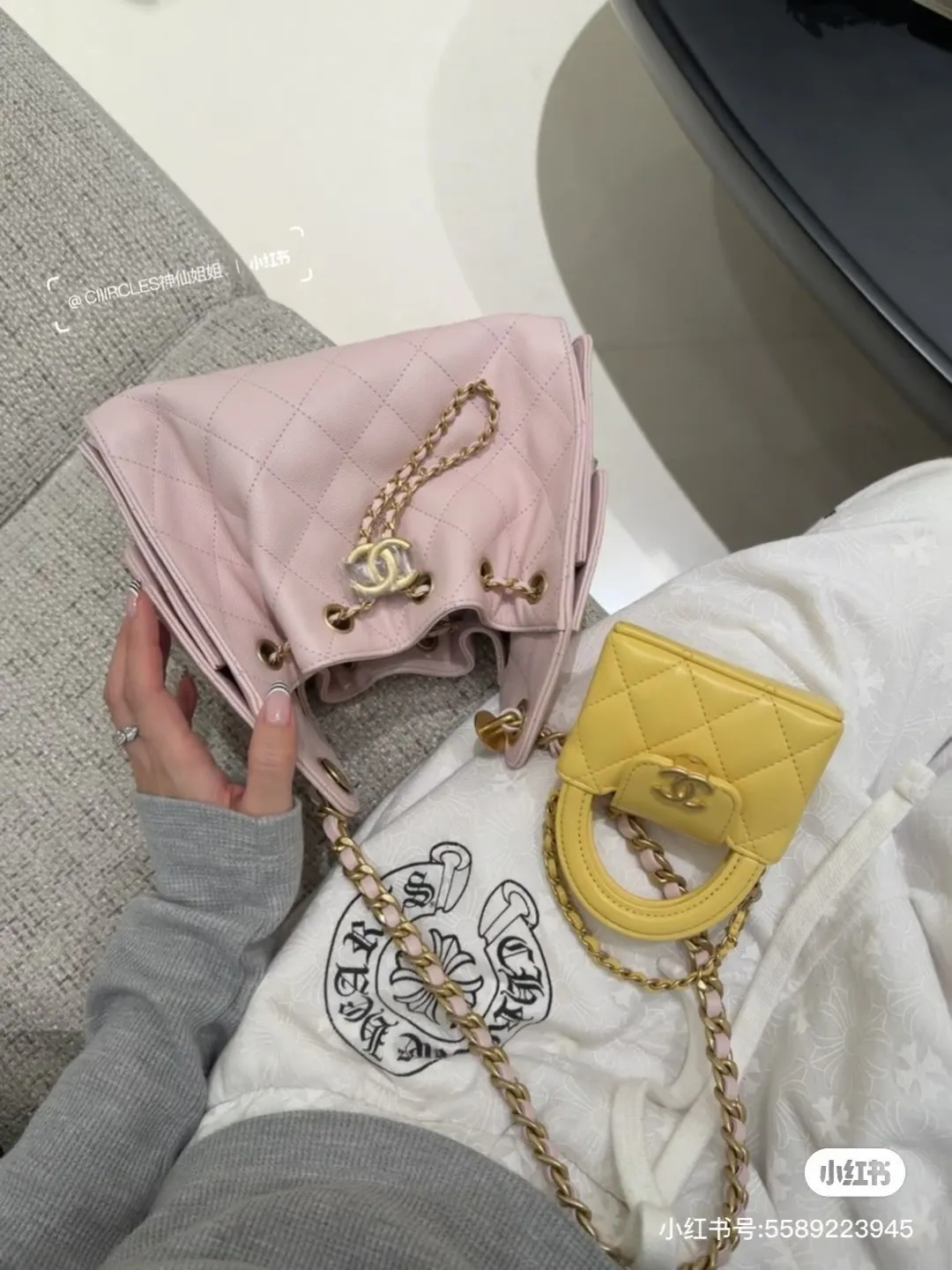 Chanel Caviar Leather Drawstring Bucket Bag D38018034 — view 6