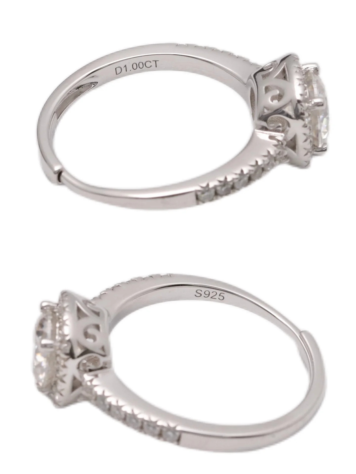 Cushion Halo Moissanite Ring (Sterling Silver) D14017104 — view 3