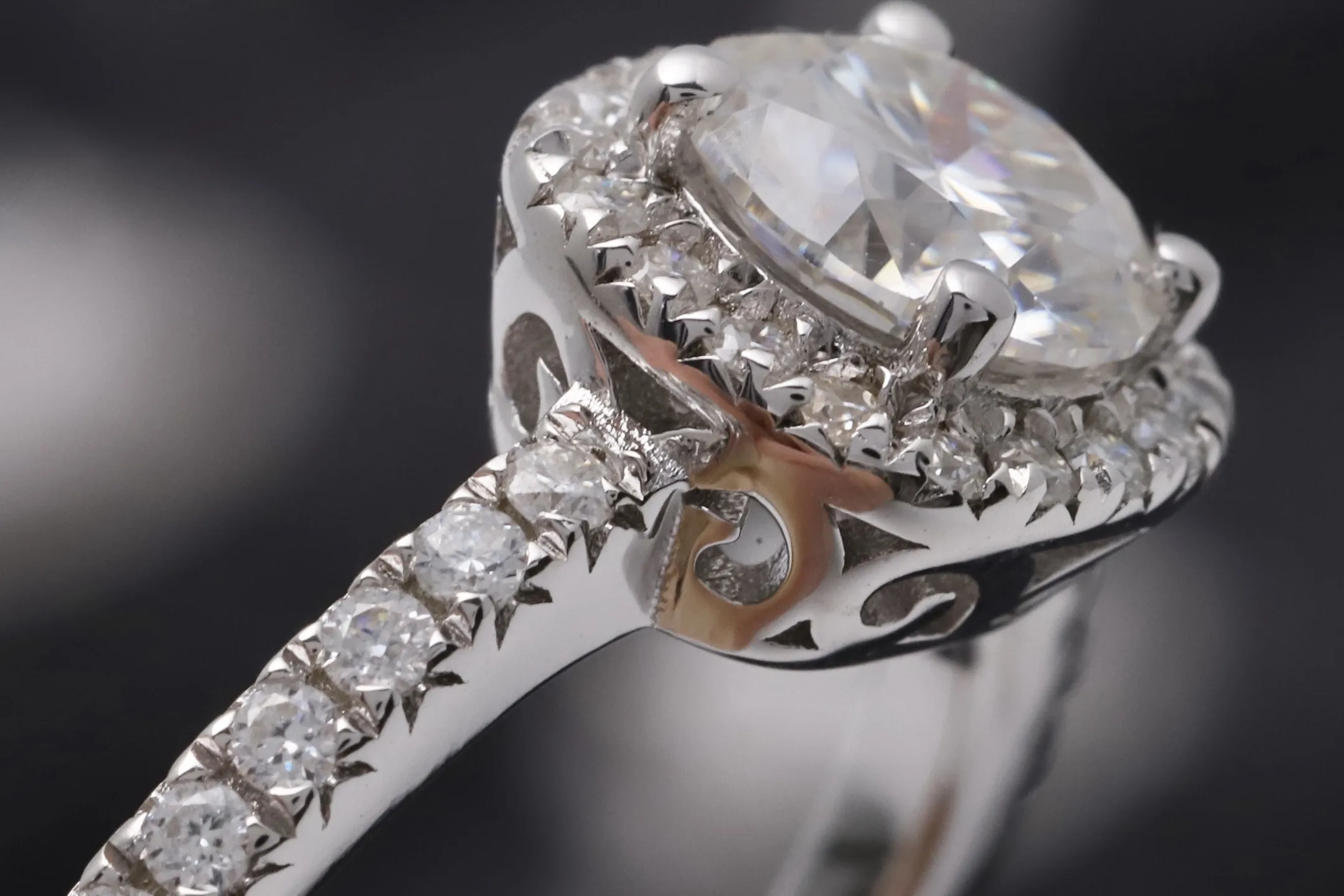 Cushion Halo Moissanite Ring (Sterling Silver) D14017104 — view 6