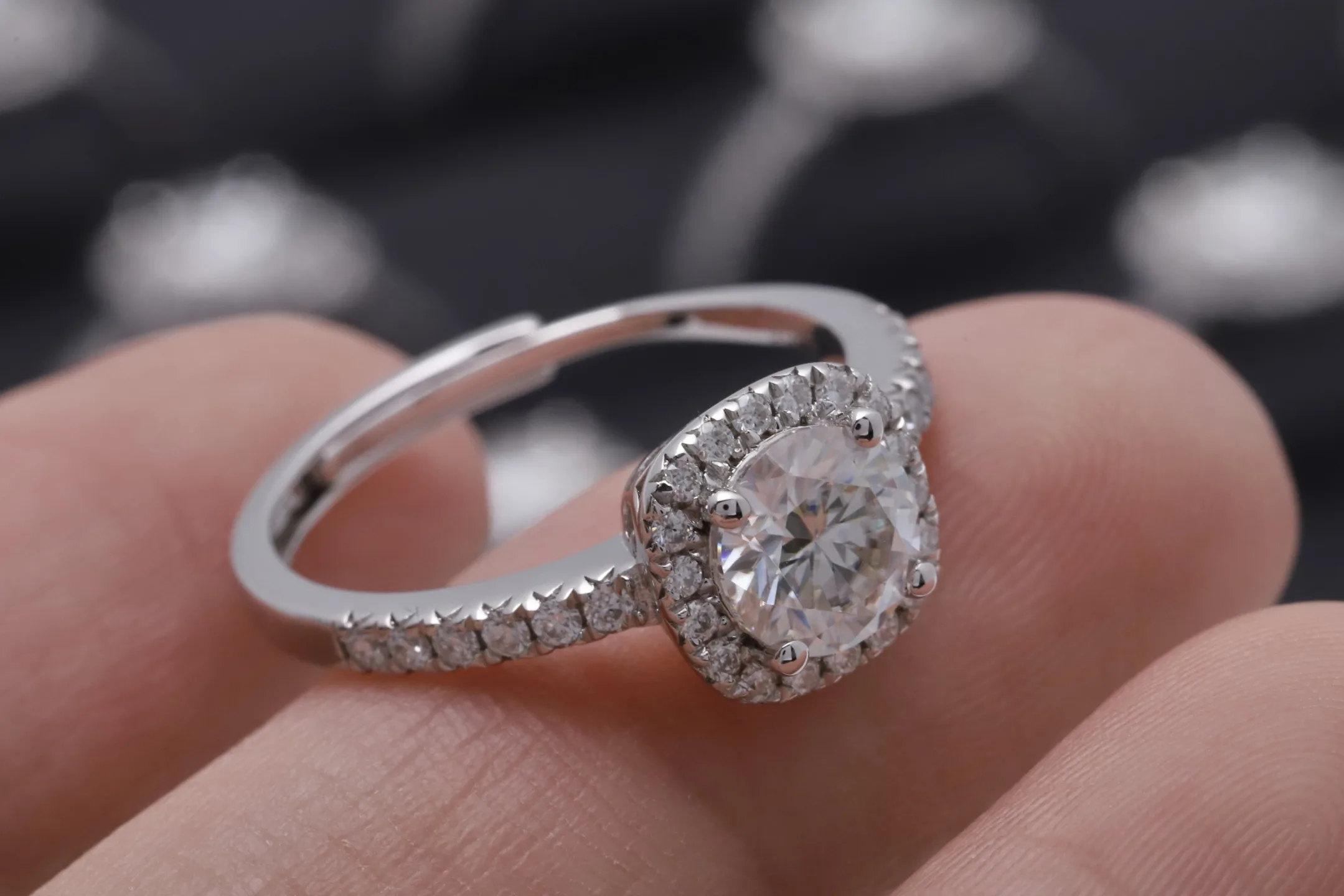 Cushion Halo Moissanite Ring (Sterling Silver) D14017104 — view 7