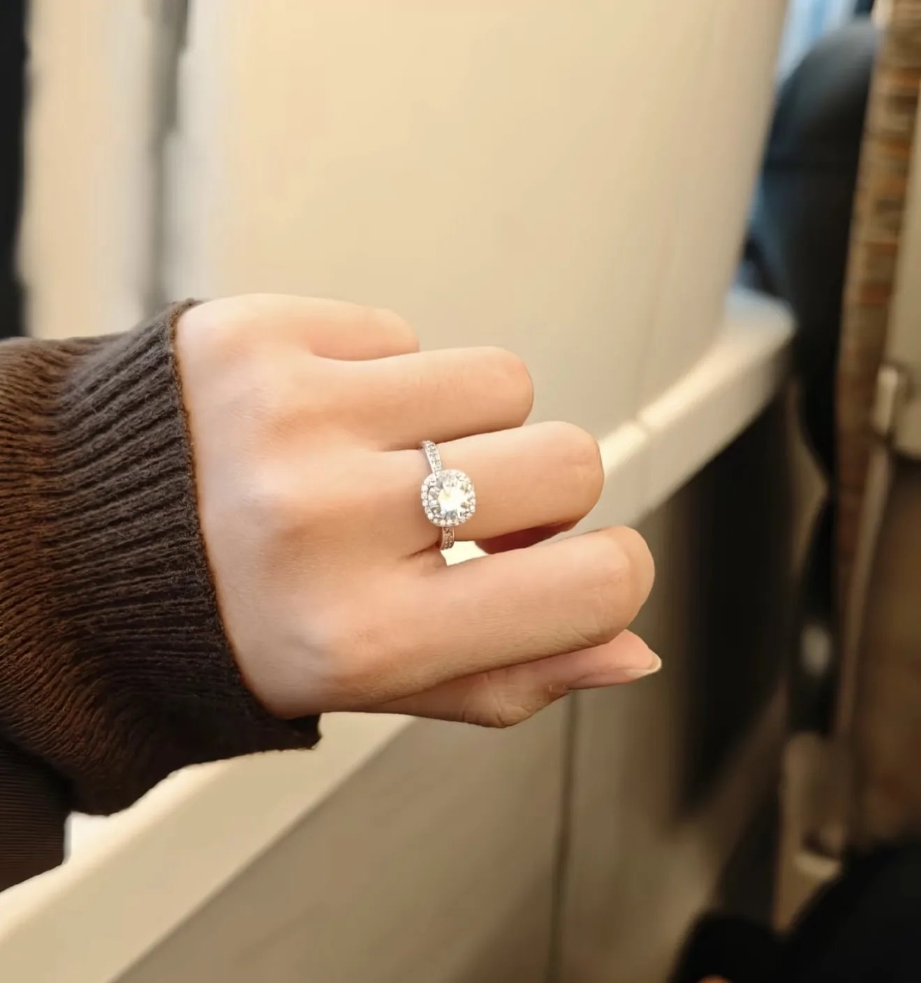 Cushion Halo Moissanite Ring (Sterling Silver) D14017104 — view 9
