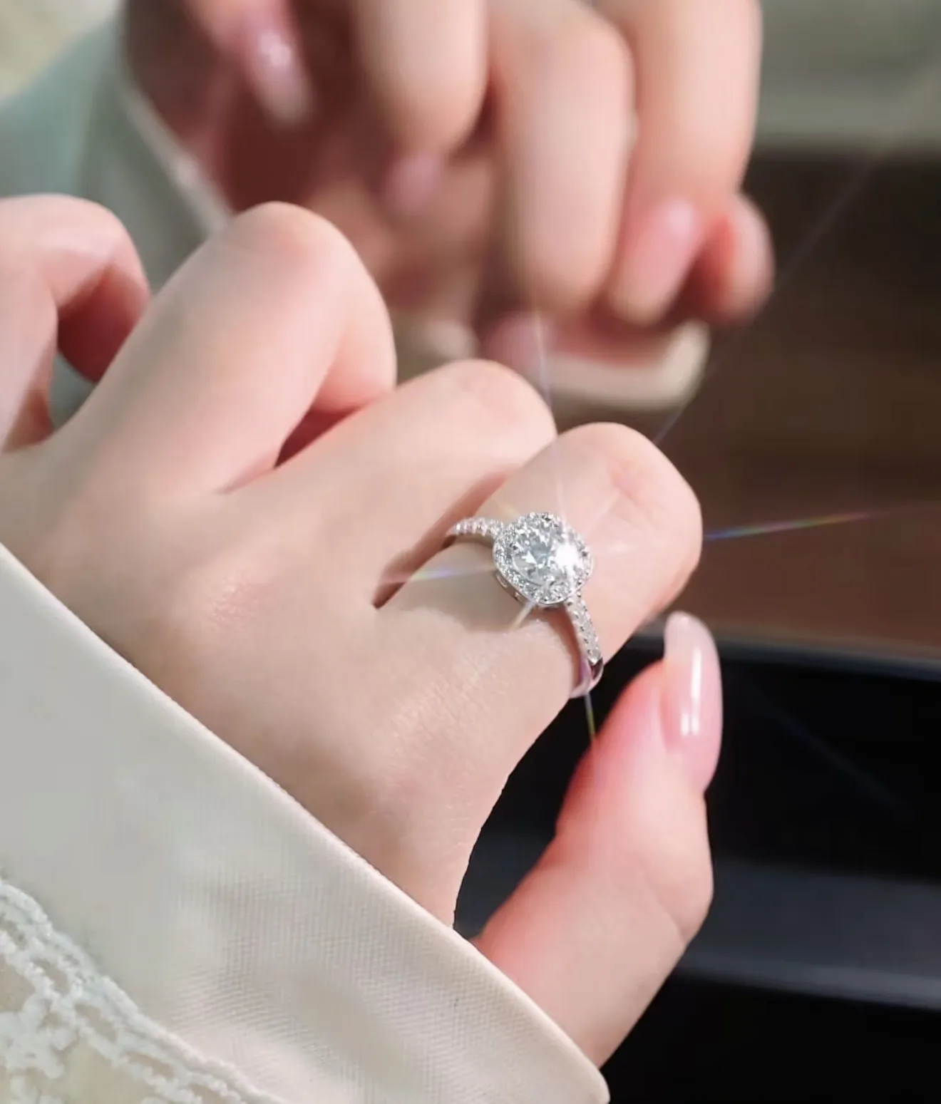 Cushion Halo Moissanite Ring (Sterling Silver) D14017104 — view 10