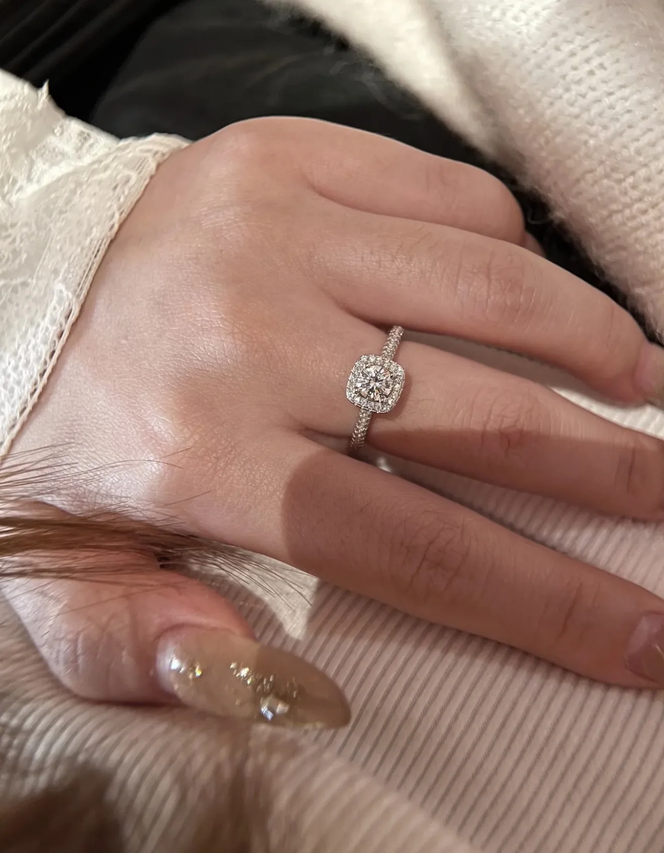 Cushion Halo Moissanite Ring (Sterling Silver) D14017104 — view 12