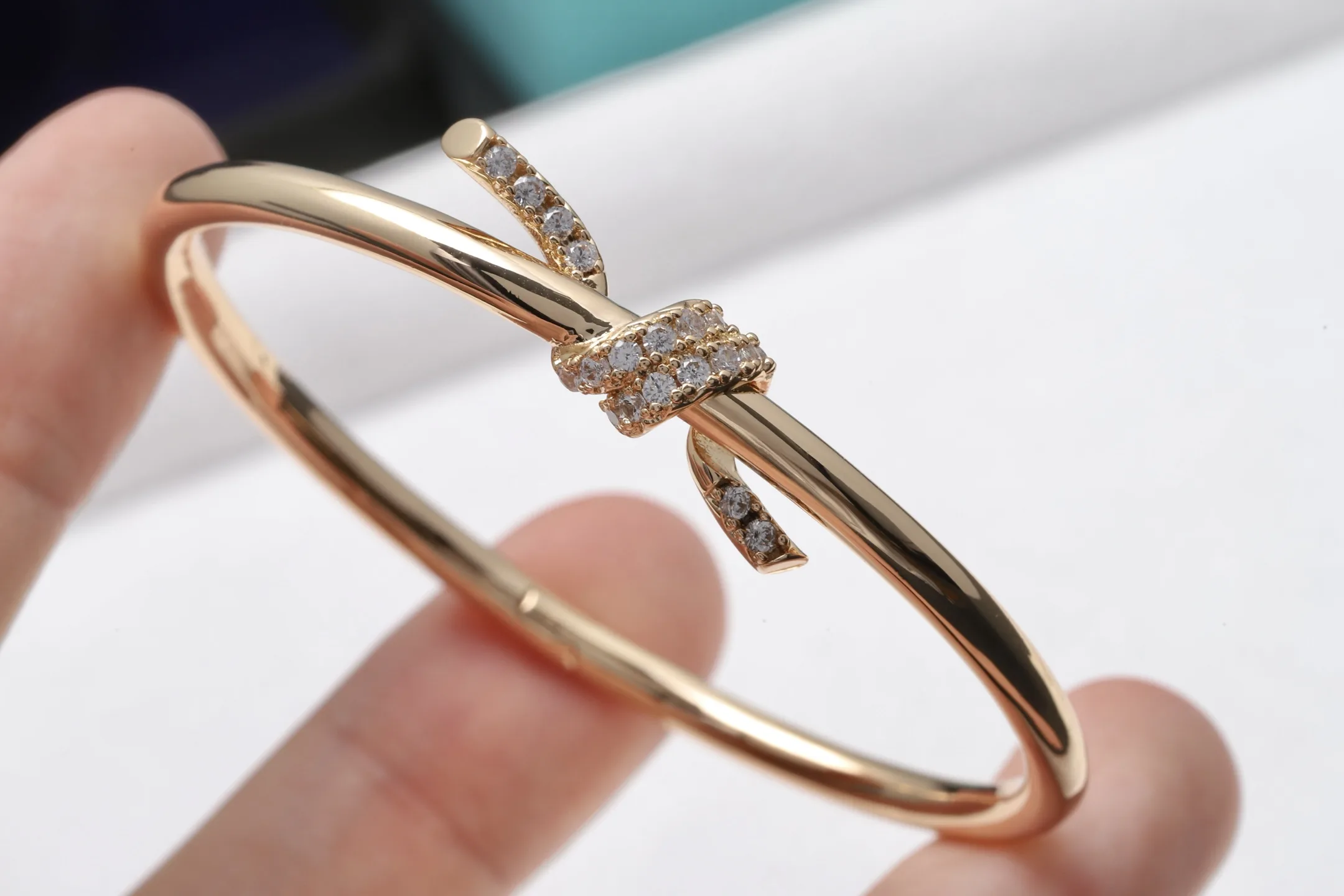 Knot Pave Bangle (Gold-Plated Brass) D14016583 — view 4
