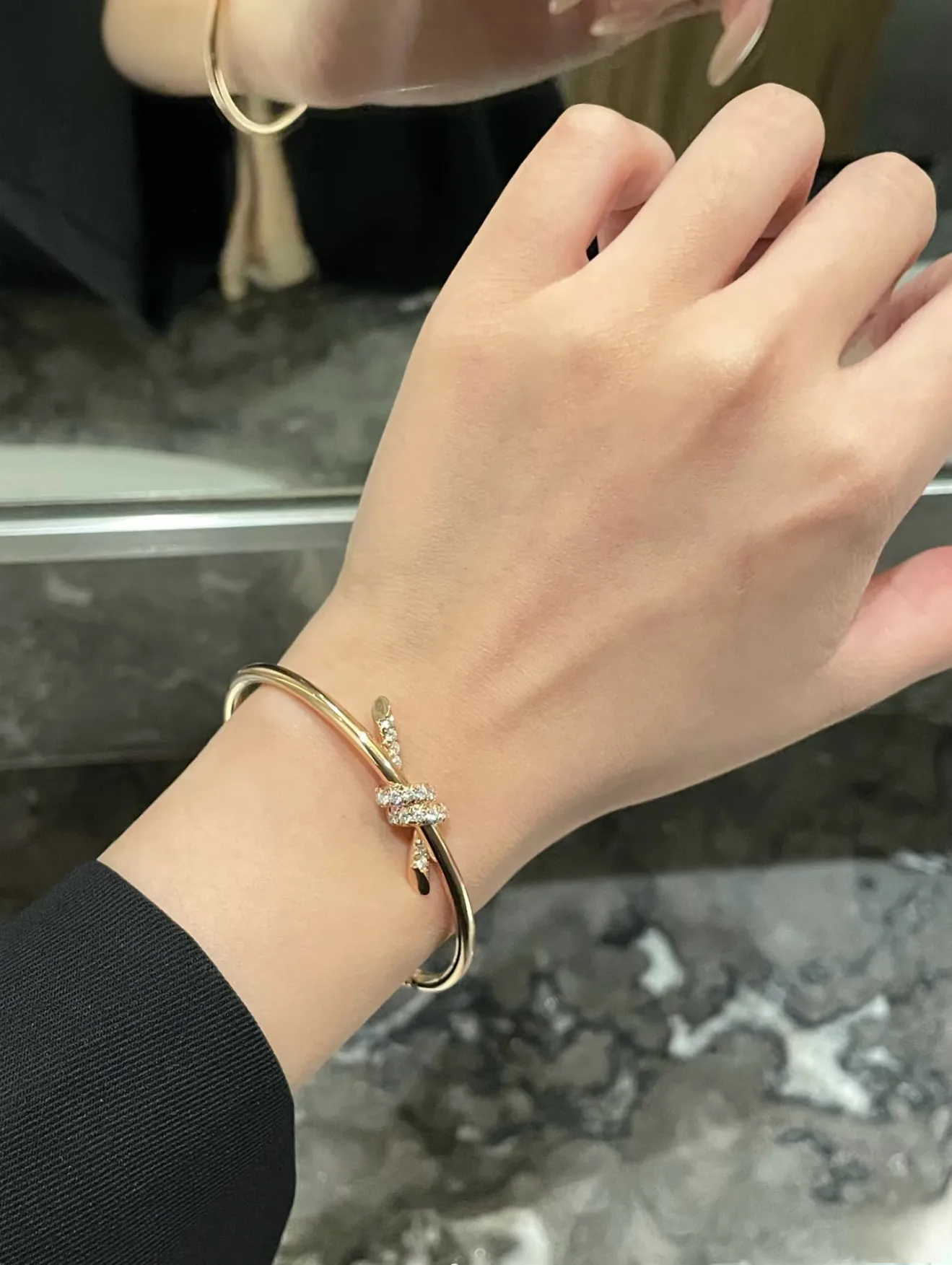 Knot Pave Bangle (Gold-Plated Brass) D14016583 — view 7