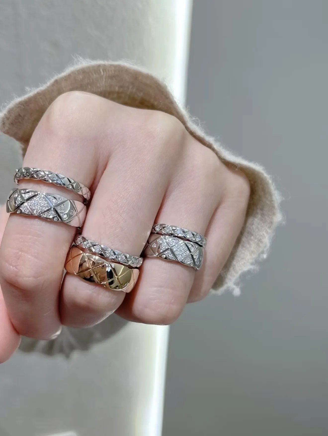 Coco Crush Quilted Diamond Ring (Sterling Silver) D32516562 — view 10