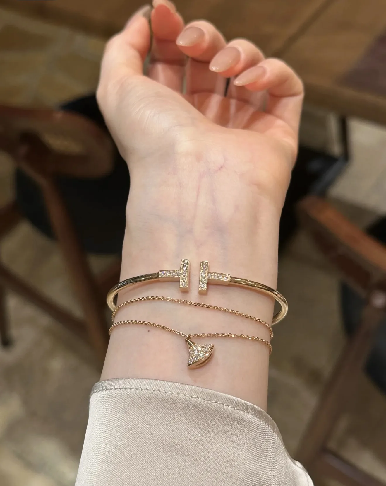 T Wire Diamond Bangle (Rose Gold-Plated Silver) D29016667 — view 9