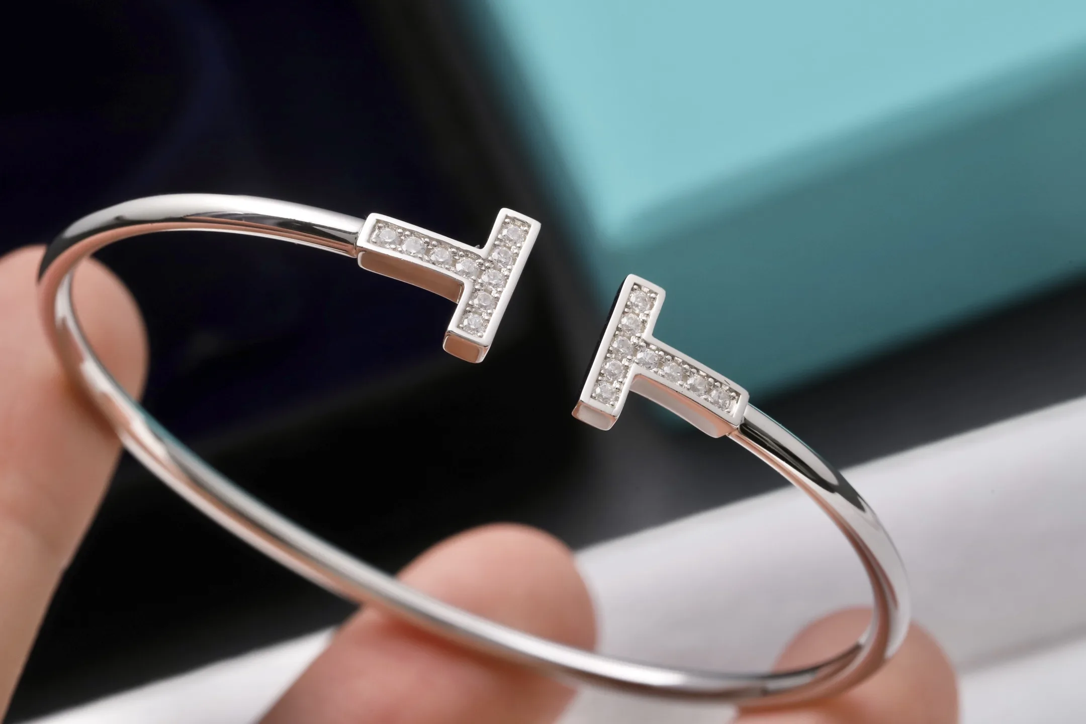 T Wire Diamond Bangle (Sterling Silver) D29016666 — view 5