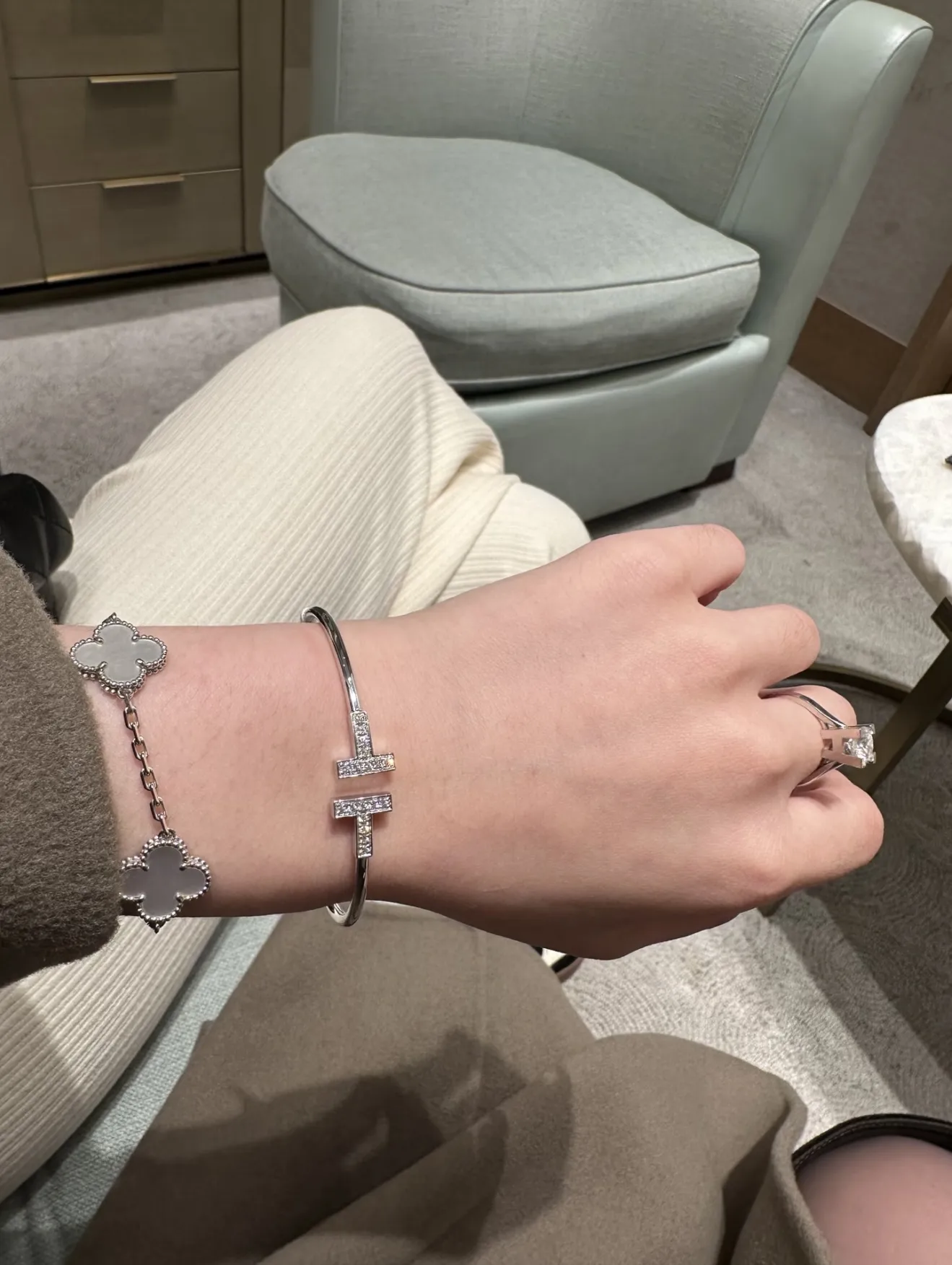 T Wire Diamond Bangle (Sterling Silver) D29016666 — view 9