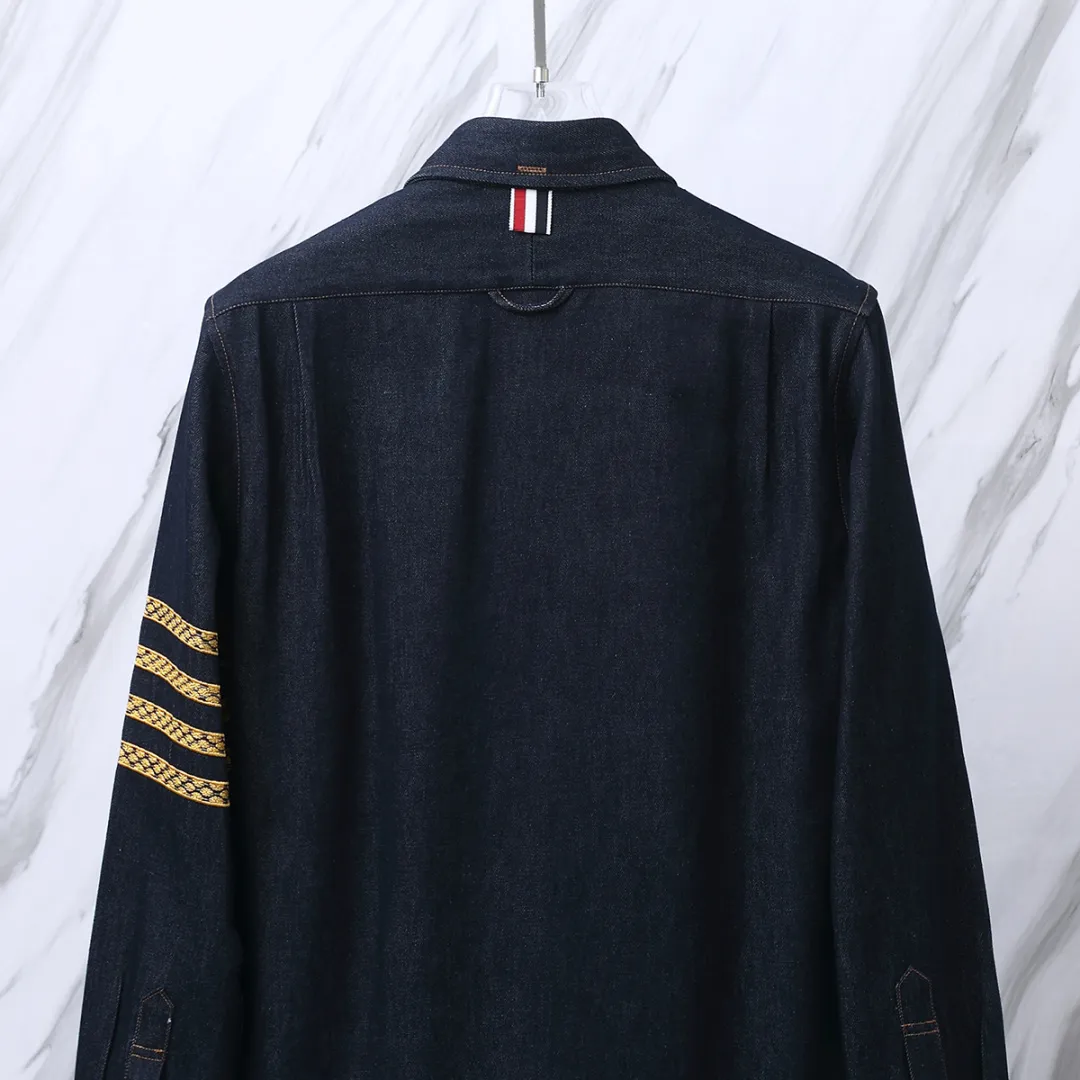 Embroidered Snake Denim Long-Sleeved Shirt D22512682 — view 6