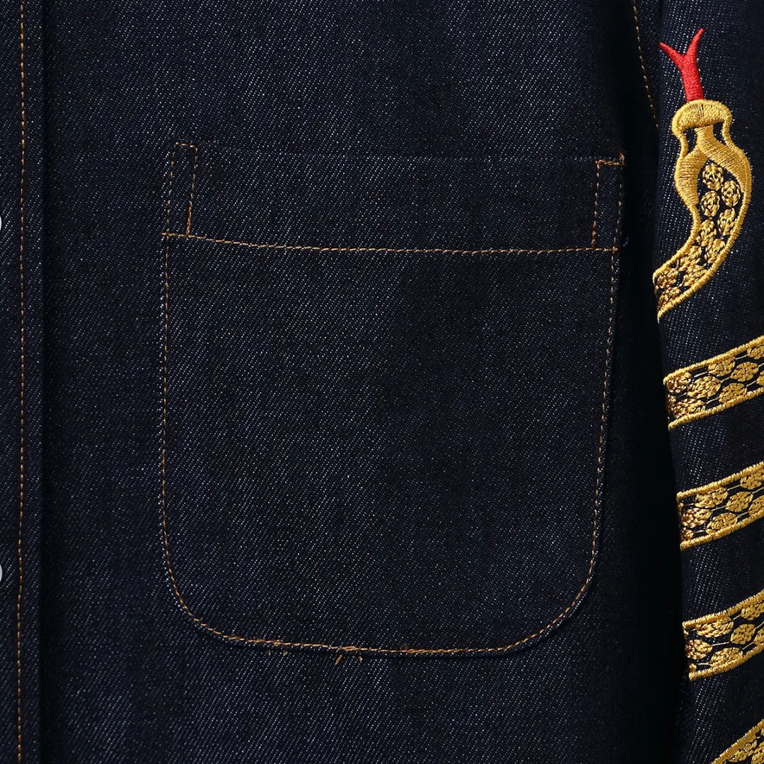 Embroidered Snake Denim Long-Sleeved Shirt D22512682 — view 7