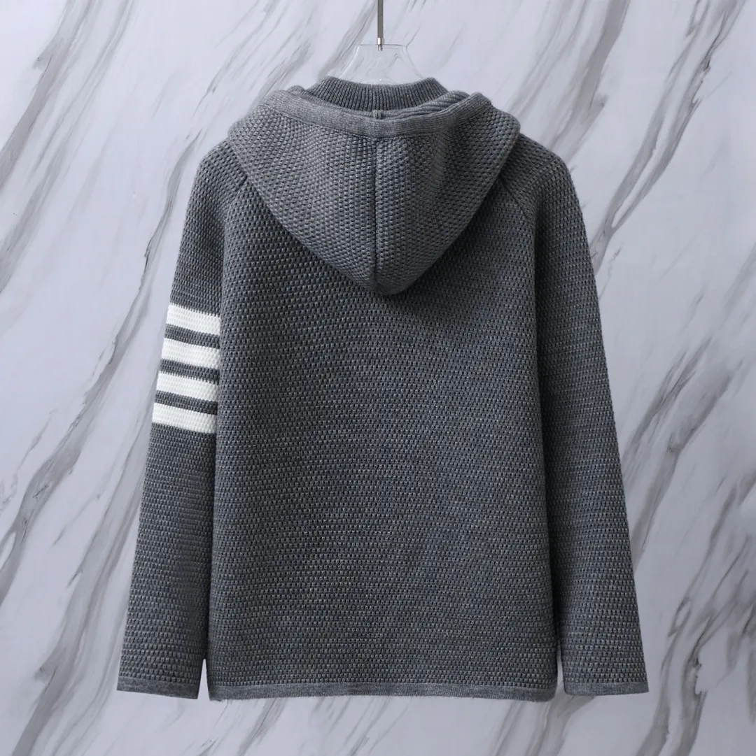 4-Bar Stripe Cashmere-Blend Hooded Cardigan D32512679 — view 3