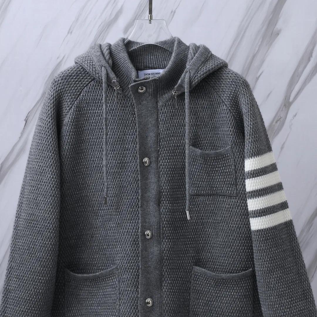 4-Bar Stripe Cashmere-Blend Hooded Cardigan D32512679 — view 4