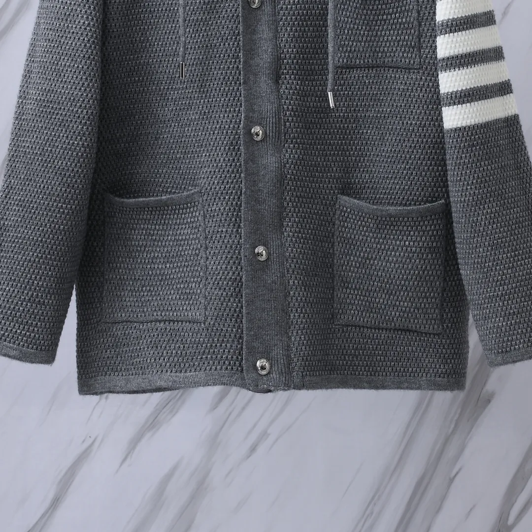4-Bar Stripe Cashmere-Blend Hooded Cardigan D32512679 — view 5