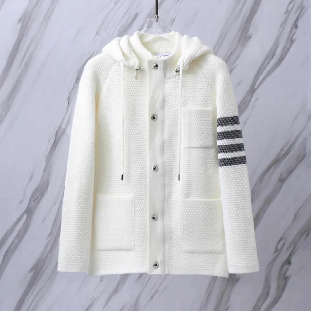 4-Bar Stripe Cashmere-Blend Hooded Cardigan D32512680 — view 2
